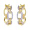 AER191-GP | 925 Sterling Silver Gold Plated CZ Link Hoops