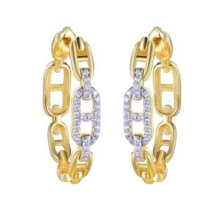 925 Sterling Silver Gold Plated CZ Chain Hoops