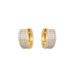 925 Sterling Silver Gold Plated CZ Huggie Hoops