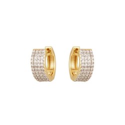 AER193-GP | 925 Sterling Silver Gold Plated CZ Huggie Hoops