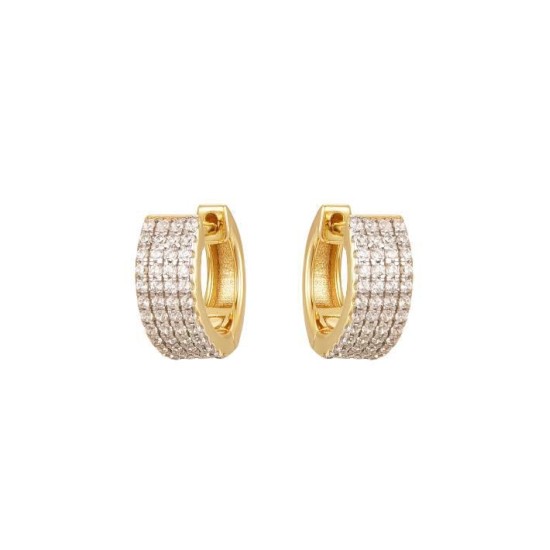 AER193-GP | 925 Sterling Silver Gold Plated CZ Huggie Hoops