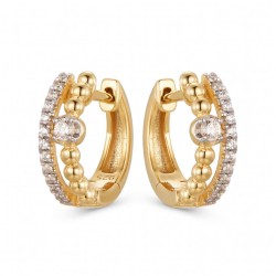 AER195-GP | 925 Sterling Silver Gold Plated CZ Twisted Hoops