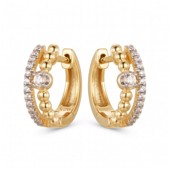 AER195-GP | 925 Sterling Silver Gold Plated CZ Twisted Hoops