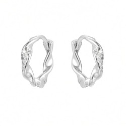 925 Sterling Silver CZ Twist Hoops