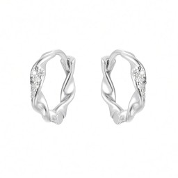 925 Sterling Silver CZ Twist Hoops