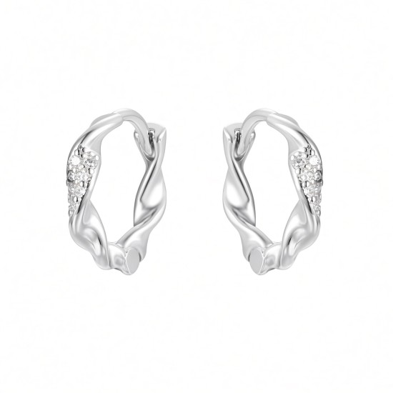 925 Sterling Silver CZ Twist Hoops