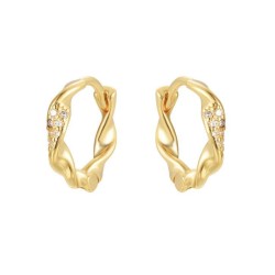 AER196A-GP | 925 Sterling Silver Gold Plated CZ Twist Hoops