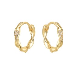 AER196B-GP | 925 Sterling Silver Gold Plated CZ Twist Hoops