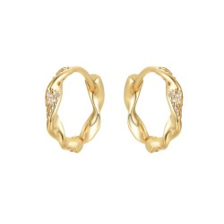 925 Sterling Silver Gold Plated CZ Twist Hoops