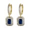 AER199B-GP | 925 Sterling Silver Gold Plated Blue CZ Drop Hoops