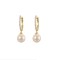 AER202-GP | 925 Sterling Silver Gold Plated Pearl CZ Hoops