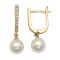 925 Sterling Silver 14K Gold Plated CZ Pearl Drop Earrings