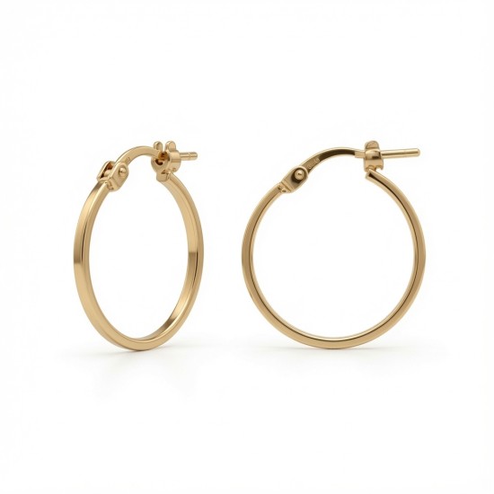 925 Silver 14K Gold Plated  Square Tube 17mm Hoops