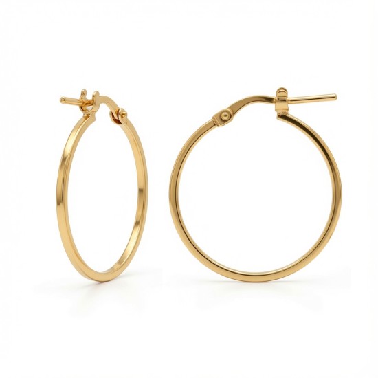 925 Silver 14K Gold Plated  Square Tube 22mm Hoops