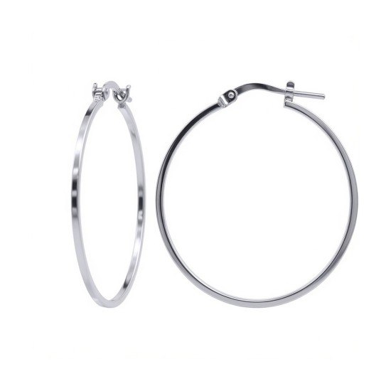 925 Silver Square Tube 32mm Hoops