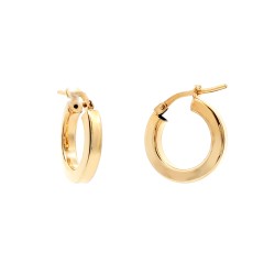 925 Silver 14K Gold Plated  Square Tube 15mm Hoops