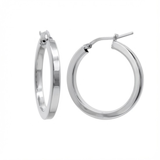 925 Silver Square Tube 25mm Hoops