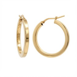925 Silver 14K Gold Plated  Square Tube 25mm Hoops