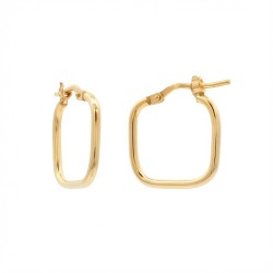 925 Silver 14K Gold Plated  Square Shape 18mm Hoops