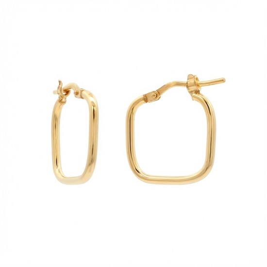 925 Silver 14K Gold Plated  Square Shape 18mm Hoops