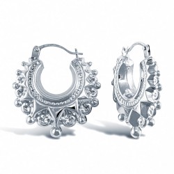 925 Sterling Silver Victorian-Style Gypsy Spike Creole Hoop Earrings