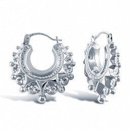 925 Sterling Silver Victorian-Style Gypsy Spike Creole Hoop Earrings