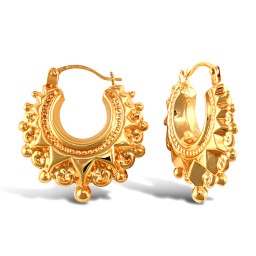 925 Sterling Silver 14k Gold Plated Victorian-Style Gypsy Spike Creole Hoop Earrings
