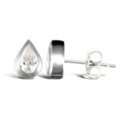 AES015 | 925 Sterling Silver CZ Tear Drop Shape Stud Earrings