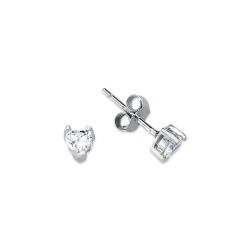 AES054 | 925 Silver Heart Shape Cubic Zirconia Studs