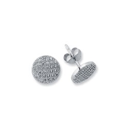 AES121 | 925 Silver CZ Pave Set Button Stud Earrings