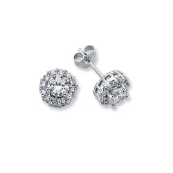 AES122 | 925 Silver CZ Set Round Cluster Stud earrings