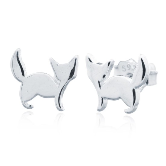 AES146 | 925 Silver Cat Stud Earrings