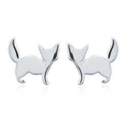 AES146 | 925 Silver Cat Stud Earrings