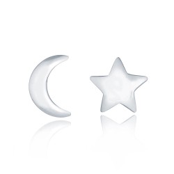 AES161 | 925 Silver Moon & Star Stud Earrings