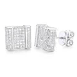 AES168 | 925 Silver CZ Set Square Cluster Studs