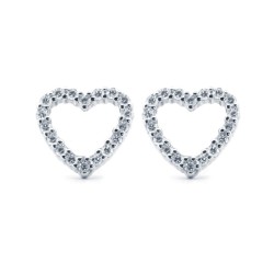 AES170 | 925 Silver Rhodium Plated CZ Set Heart Studs