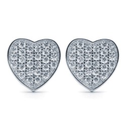 AES172 | 925 Silver Rhodium Plated CZ Set Heart Studs