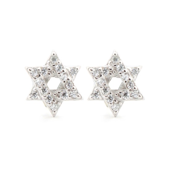 AES175 | 925 Silver Rhodium Plated CZ Set Star of David Studs