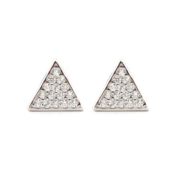 AES177 | 925 Silver Rhodium Plated CZ Set Triangle Studs