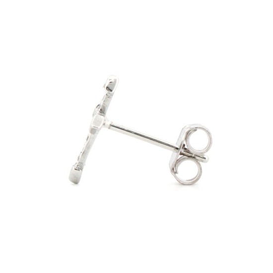 AES181 | 925 Silver Rhodium Plated CZ Set Cross Studs