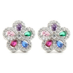 AES182 | 925 Silver Rhodium Plated CZ Set Studs