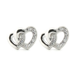 AES183 | 925 Silver Rhodium Plated CZ Set Heart Studs