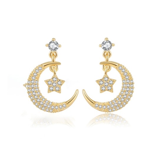 AES211 | 925 Silver 14ct Gold Plated CZ Set Studs