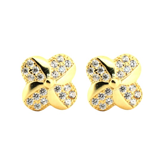 AES212 | 925 Silver 14ct Gold Plated CZ Set Studs