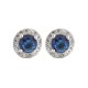 AES219B | 925 Silver Rhodium Halo Studs Sapphire Centre CZ