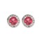 AES219R | 925 Silver Rhodium Halo Studs Ruby Centre CZ