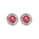 AES219R | 925 Silver Rhodium Halo Studs Ruby Centre CZ