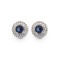 AES220B | 925 Silver Rhodium Halo Studs Sapphire Centre CZ