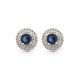 AES220B | 925 Silver Rhodium Halo Studs Sapphire Centre CZ