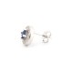 AES221B | 925 Silver Rhodium Halo Studs Sapphire Centre CZ